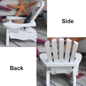 JOINSI 4 Pieces Wooden Adirondack Miniature Chair Ornaments with Nautical Life Ring for Coastal, Ocean, Beach Office Home Decoration Favor