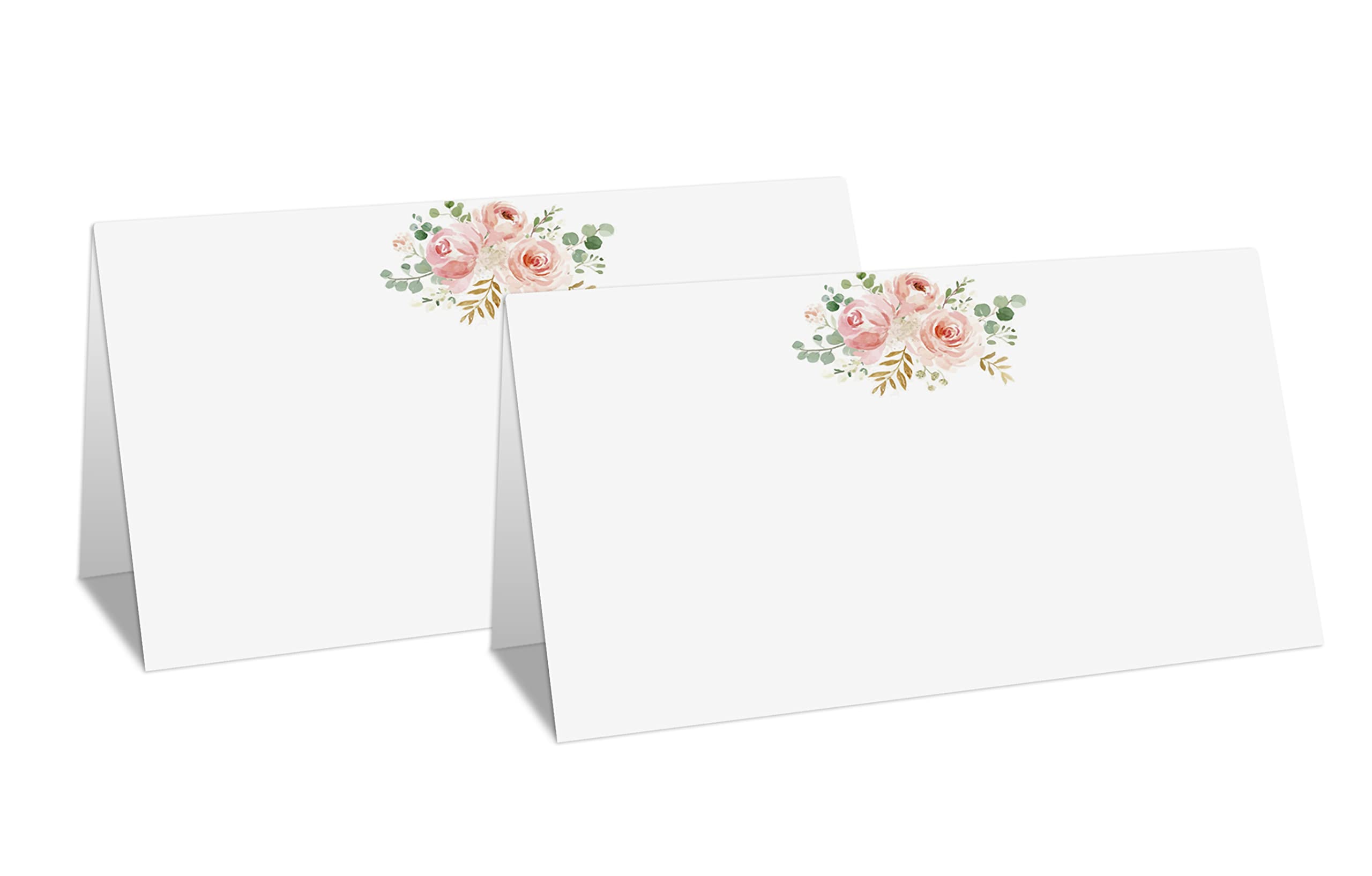 Boho Floral Blush Pink Table Place Card, 25 Pcs Tent Style Cards Set, Editable Name Cards for Table Seating, Food Lables for Birthday Party, Baby Shower, Wedding, Bridal Shower(18)