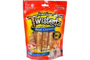 pet factory twistedz american beefhide 5" chip rolls dog chew treats w/ real chicken meat wrap - 8 count/1 pack