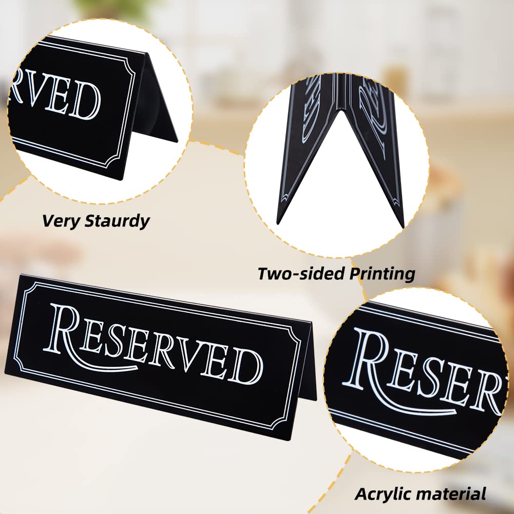 EliteZ Reserved Table Signs, 6pcs Acrylic Reserved Signs for Wedding, Hotel Restaurant Reserved Table Signs Reminder Sign for Wedding Birthday Party