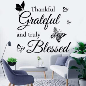 wall decal quote faith vinyl lettering thankful grateful and truly blessed inspirational quote wall decor wall stickers for home decor living room kitchen office wall decoration.