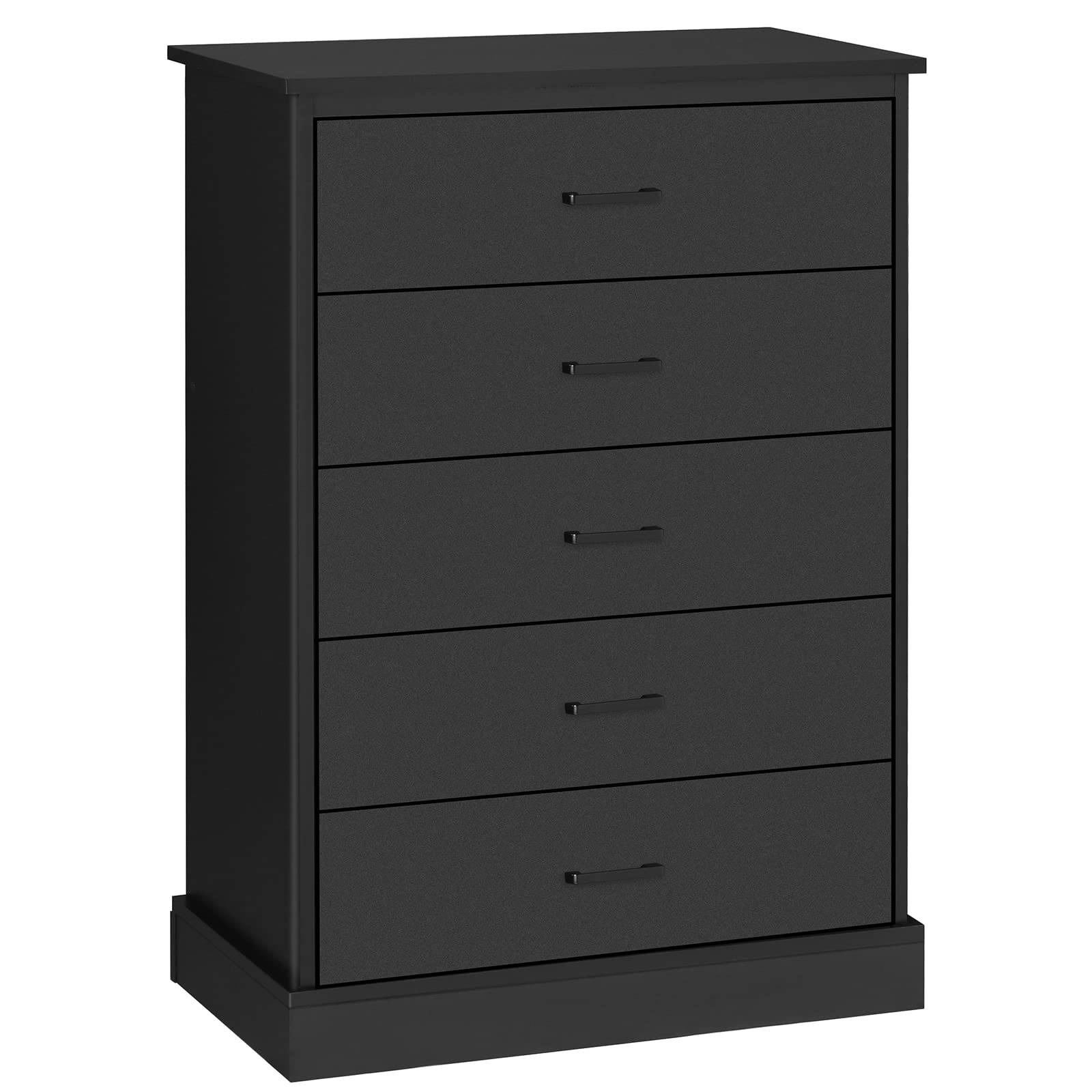 EPHEX Tall Dresser with 5 Drawers for Bedroom, Storage Tower Clothes Organizer, Black Chest of Drawers with Sturdy Pedestal, 27.6'' W x 15.8'' D x 40.2'' H