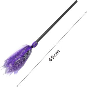 BinaryABC Halloween Witches Broom Plastic Witch Broomstick,Halloween Witch Decoration Props,Witch Costume Accessories,Halloween Supplies(Purple)