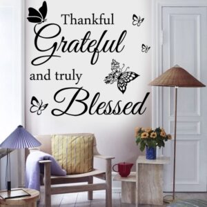 Wall Decal Quote Faith Vinyl Lettering Thankful Grateful and Truly Blessed Inspirational Quote Wall Decor Wall Stickers for Home Decor Living Room Kitchen Office Wall Decoration.