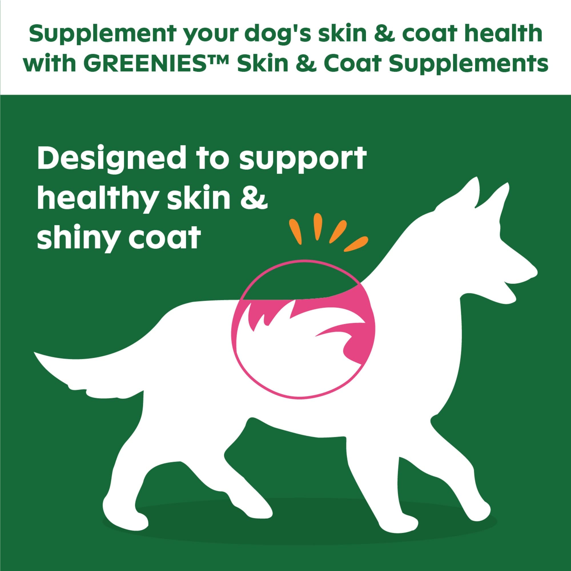 Greenies Skin & Coat Food Supplements with Omega 3 Fatty Acids Chicken- Flavor Soft Chews for Adult Dogs, Count of 80, 1.66 LB