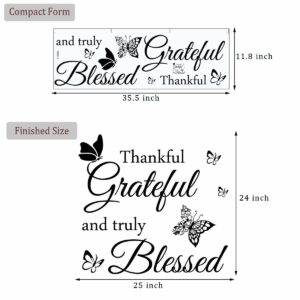 Wall Decal Quote Faith Vinyl Lettering Thankful Grateful and Truly Blessed Inspirational Quote Wall Decor Wall Stickers for Home Decor Living Room Kitchen Office Wall Decoration.