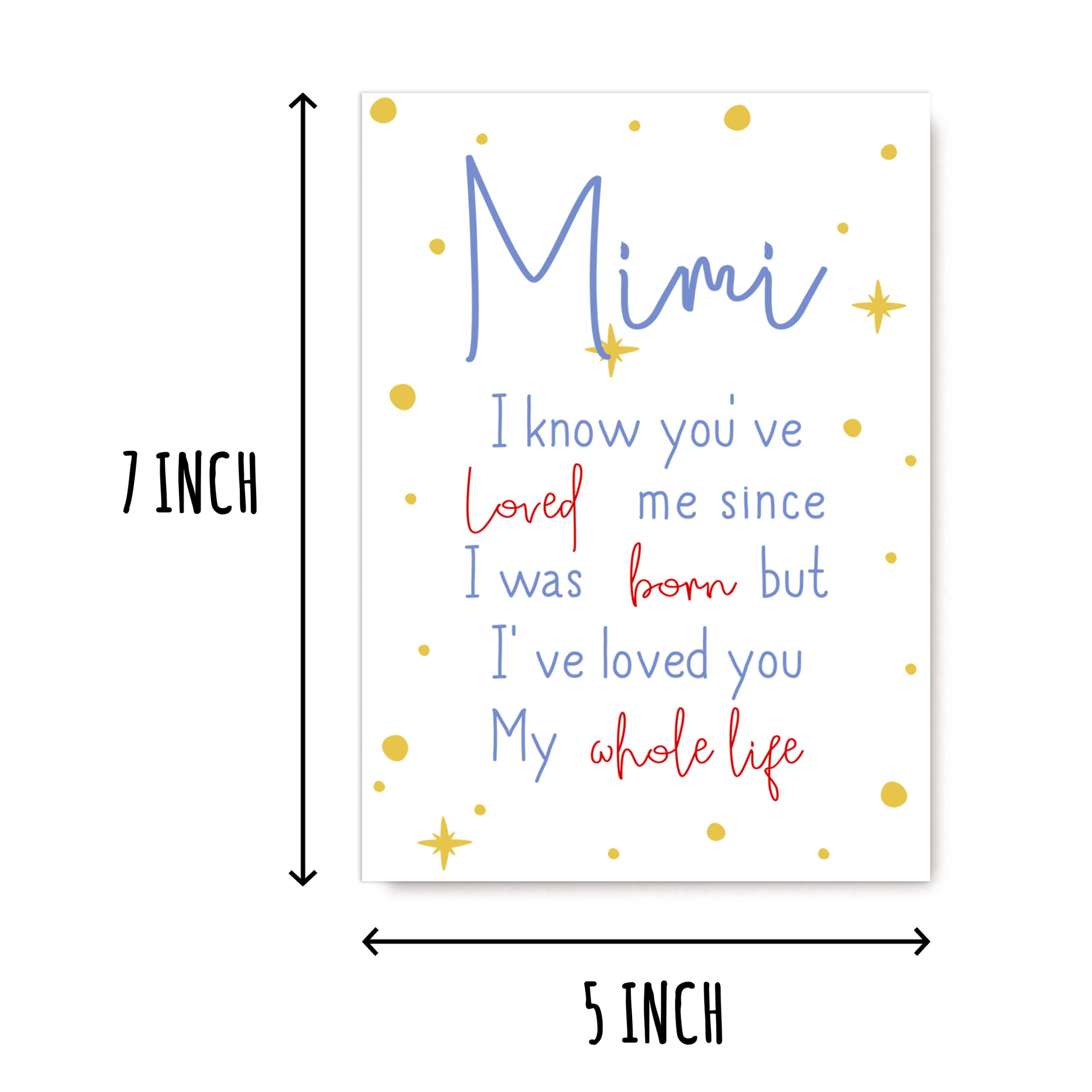 EruditeGifts Mimi I Know You've Loved Me Since - Birthday Card For Mimi - Mimi's Day Card - Cute Birthday Card For Mimi From Kids - New Mimi Birthday Cards, 5 x 7 inches