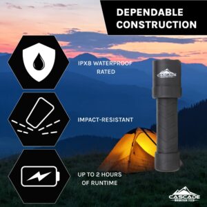 Cascade Mountain Tech 650-Lumen IPX8 Waterproof LED Flashlight with 3 Light Modes for Outdoor and Emergency Use - 3 Pack