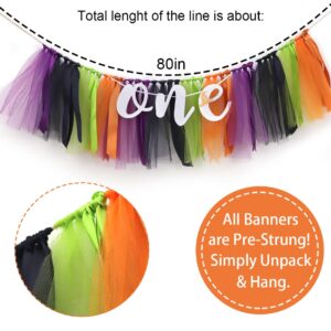 Halloween High Chair Banner - Spooky Birthday Decoration,Baby Tutu Skirt Banner 1st Birthday Photo Backdrop Pumpkin Birthday Banner Smash Cake Garland