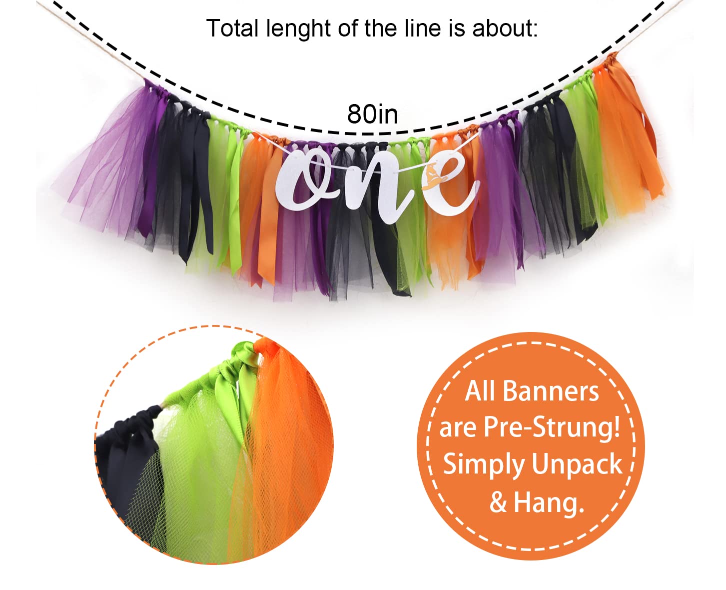 Halloween High Chair Banner - Spooky Birthday Decoration,Baby Tutu Skirt Banner 1st Birthday Photo Backdrop Pumpkin Birthday Banner Smash Cake Garland