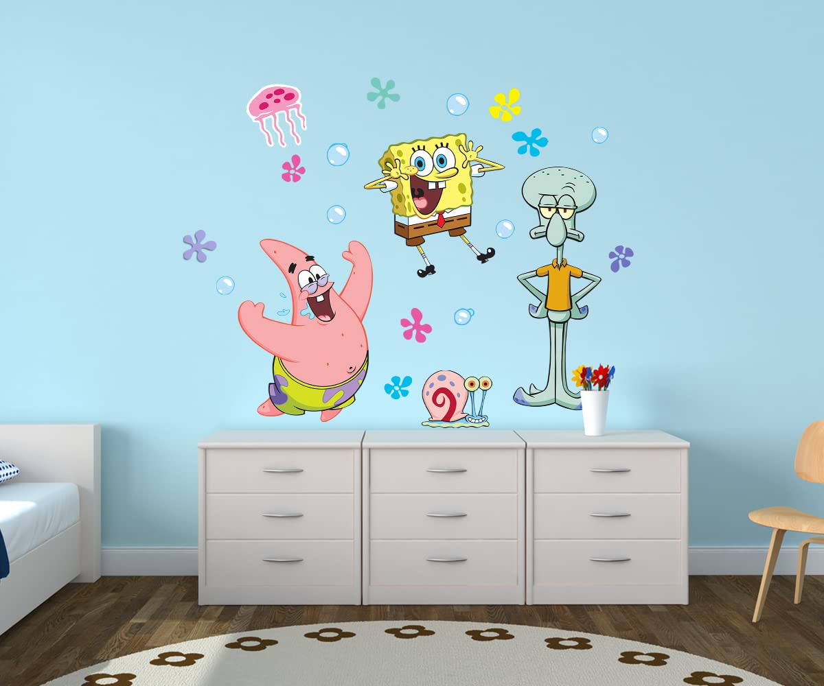 Spongebob Squarepants Characters Wall Sticker Movable Vinyl DIY Wall Art Stickers Set - Walls, Windows, Doors