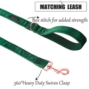 ARING PET Dog Leash, Velvet Dog Leashes Matching Dog Collars, Handmade Strong Dark Green Christmas Dog Leash for Small Medium Large Dogs