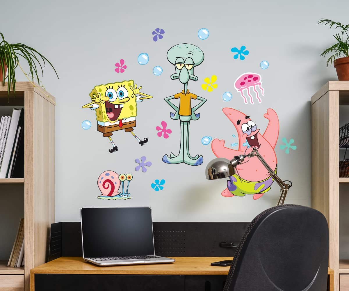 Spongebob Squarepants Characters Wall Sticker Movable Vinyl DIY Wall Art Stickers Set - Walls, Windows, Doors