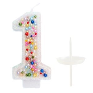 birthday candles, pearl sequin number candle party supplies (number-1)