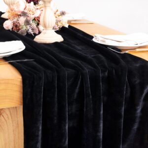 socomi black velvet table runner 20 x 120 inches 10ft luxurious thick cotton christmas thanksgiving wedding runner for new year bridal shower