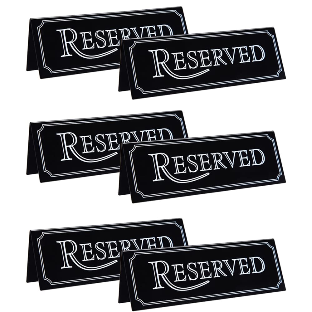 EliteZ Reserved Table Signs, 6pcs Acrylic Reserved Signs for Wedding, Hotel Restaurant Reserved Table Signs Reminder Sign for Wedding Birthday Party