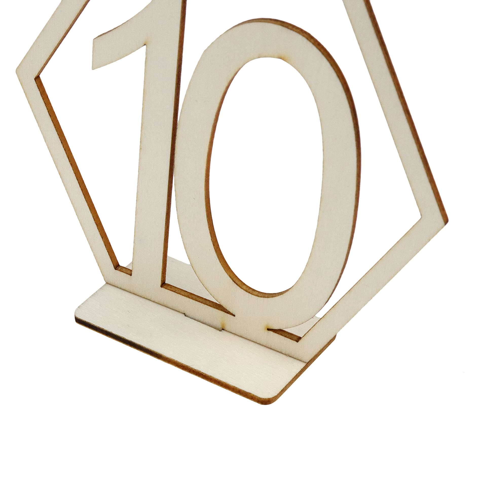 HEVSTIL 10pcs 1-10 Wooden Table Numbers, Wedding Table Numbers with Holder Base Wooden Table Numbers Hexagon Shape Table Numbers for Wedding Reception and Decoration