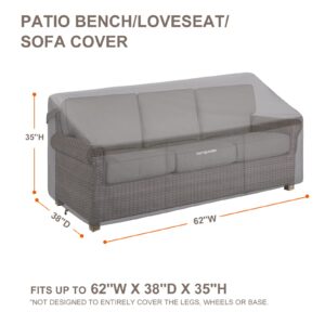 PATIOASIS Outdoor Lounge Loveseat Couch Cover 38'' Deep Waterproof 62inches Long Patio Loveseat Covers Gray for Outdoor Furniture Rainproof Snowproof UV-Resistant