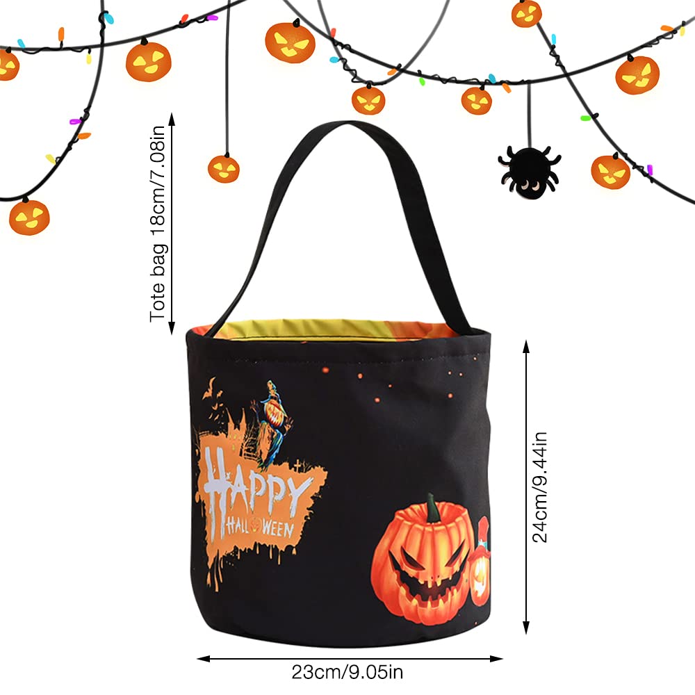 Mopoin LED Light Halloween Candy Bag for Trick or Treating, Light up Halloween Candy Buckets, Halloween Trick or Treat Bags for Kids, Pumpkin Tote Bags for Halloween Party, 9.4 x 9 inch