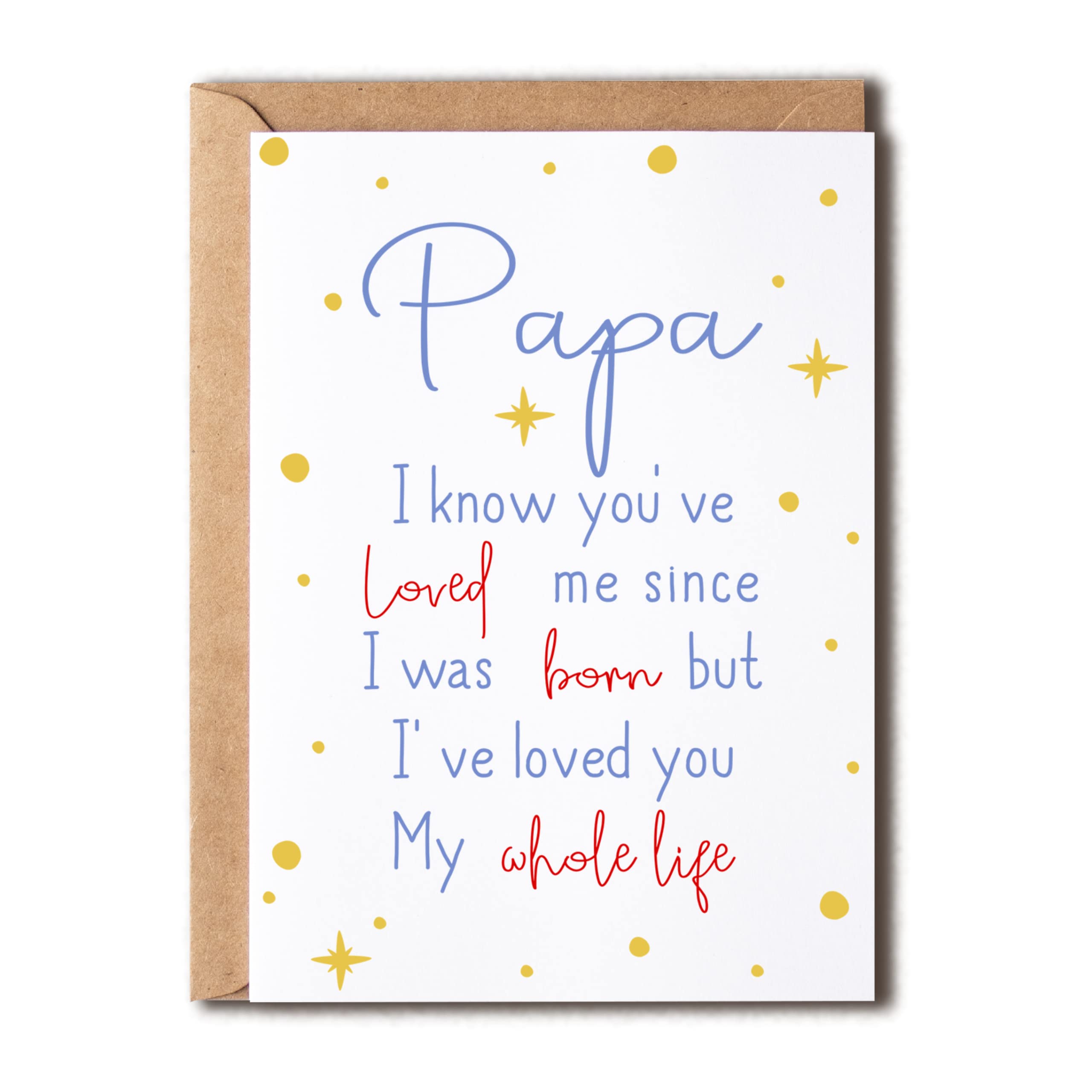 EruditeGifts Papa I Know You've Loved Me Since - Birthday Card For Papa - Papa's Day Card - Cute Birthday Card For Papa From Kids - New Papa Birthday Cards 5 x 7 inches