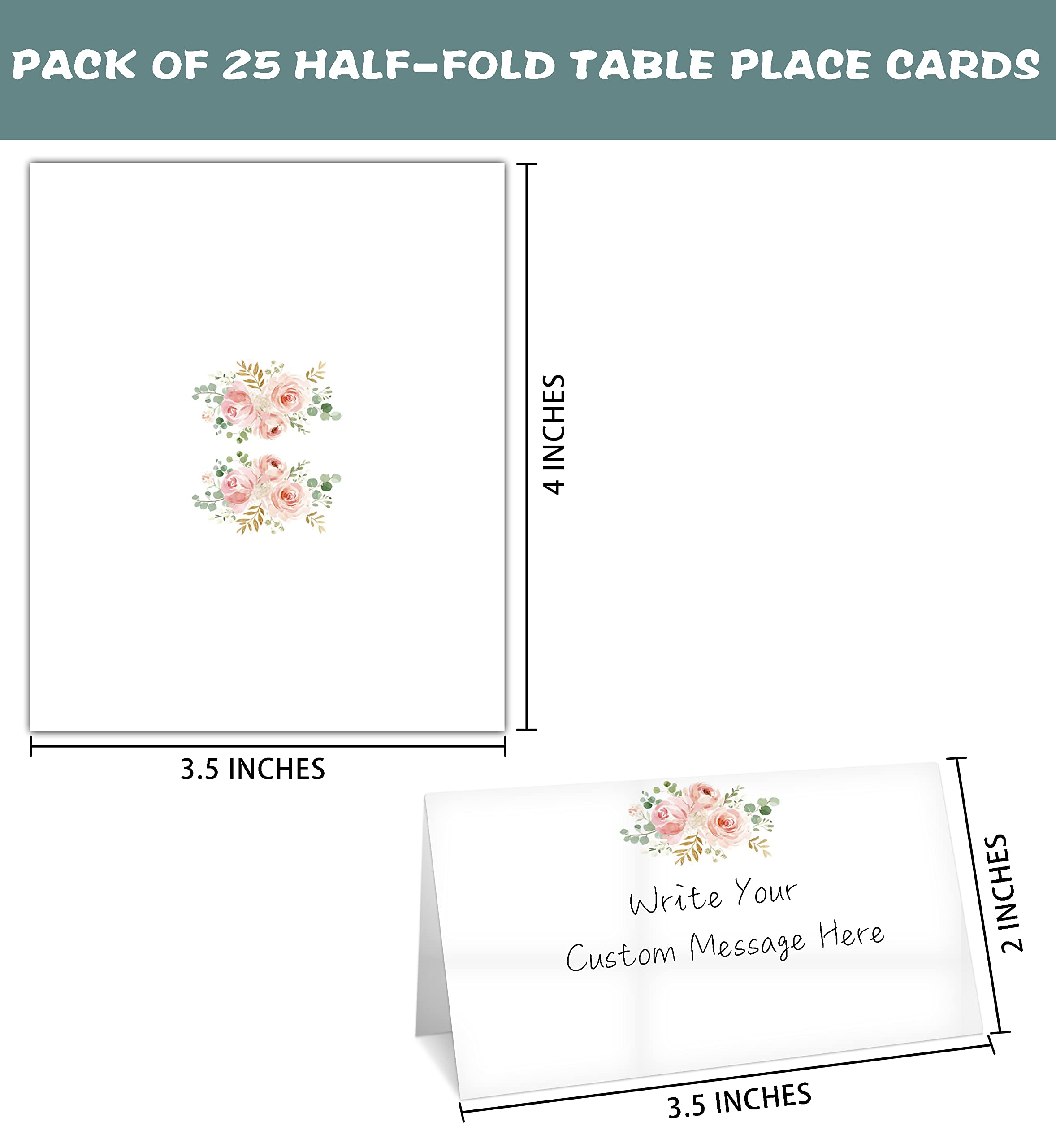 Boho Floral Blush Pink Table Place Card, 25 Pcs Tent Style Cards Set, Editable Name Cards for Table Seating, Food Lables for Birthday Party, Baby Shower, Wedding, Bridal Shower(18)