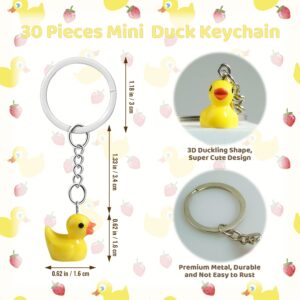 HKACSTHI 30 Pieces Duck Keychain Rubber Duck Keychain Resin Duck Keychain Mini Duck Keychains for Cruising 3D Duck Chains Duck Charms Pendant Accessories Duck Party Favors