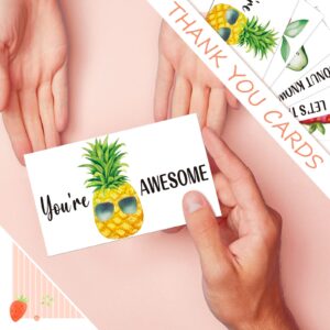 Woanger 210 Pcs Funny Thank You Cards Bulk Small Thank You Notes Pun 2 x 3.5 Inch Employee Appreciation Card Greeting Note Cards For Christmas Gifts Business Coworker Friends Recognition (Fruit)