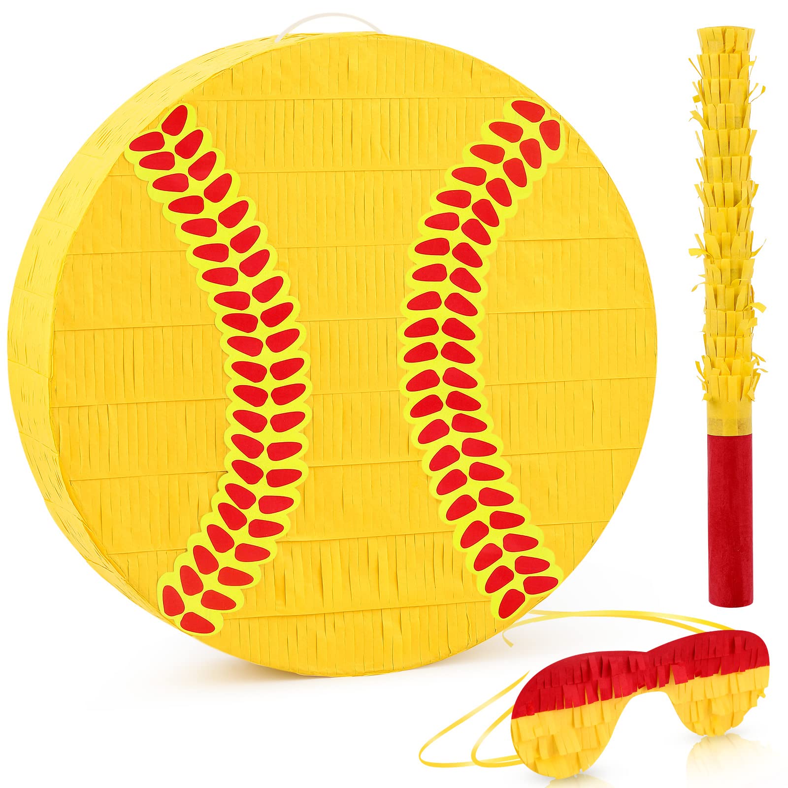 Deekin 3 Pcs Softball piñata Set Include piñata with Stick Eye Mask Softball piñata for Kids Music Science School Sports Bridal Shower Birthday Party Decorations Supplies