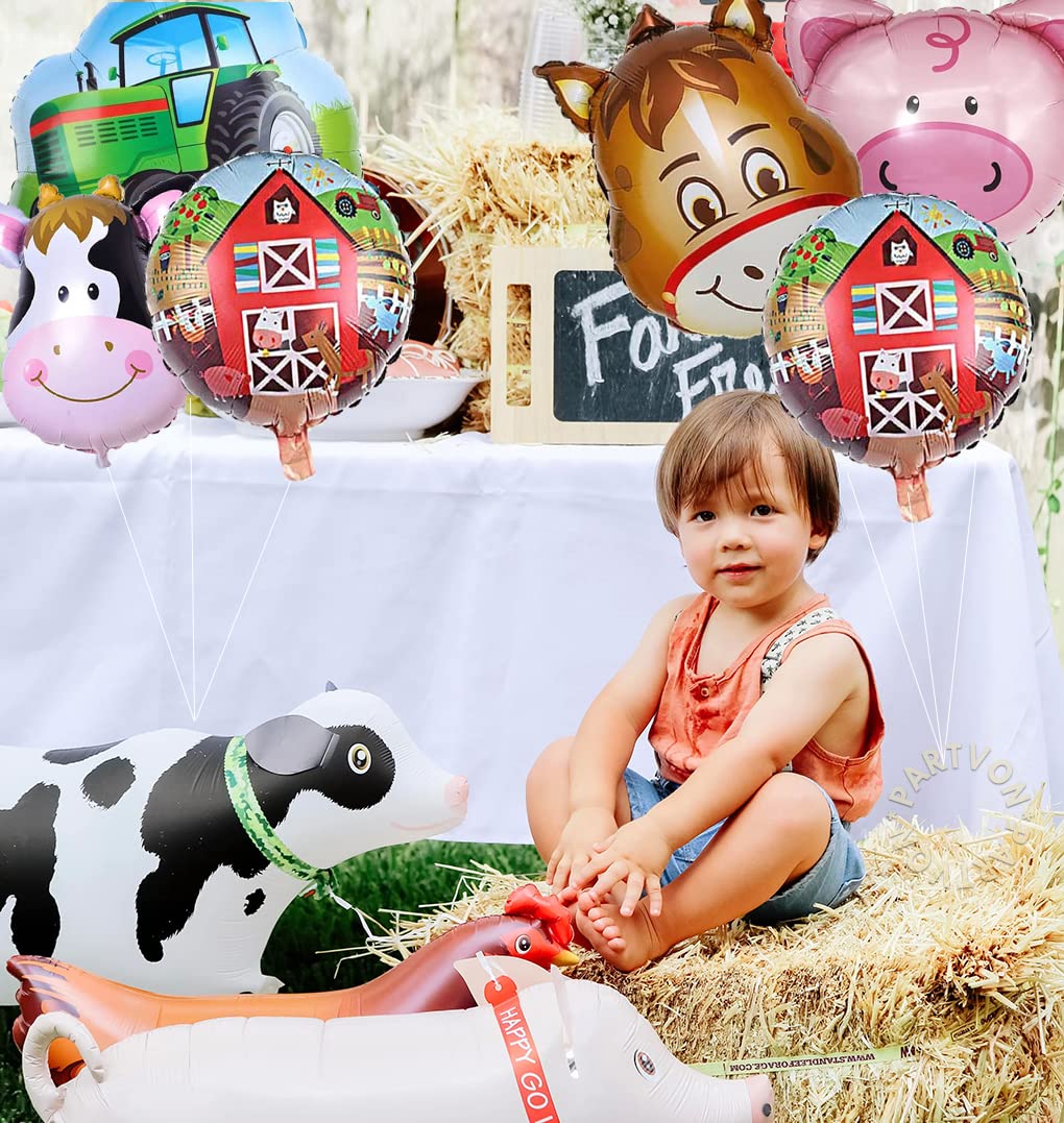 12 Pieces Farm Animals Balloons, Foil Balloons for Farm Animal Birthday Party Supplies Farm Barnyard Theme Birthday Baby Shower Party Decorations