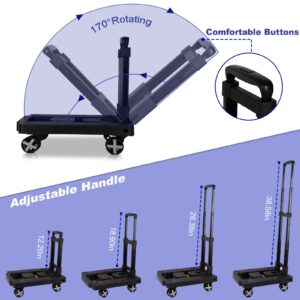 Jogtlyer Folding Hand Truck Lightweight,Foldable Dolly with 4 Rotate Wheels,110 lbs Heavy Duty Hand cart for Luggage,Dolly for Moving Travel Shopping Airport Office Use