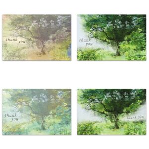 tree-free greetings sympathy thank you cards - artful designs - 16 cards + matching envelopes - made in usa - 100% recycled paper - 4"x6" - sacred trees sympathy (tp61433)