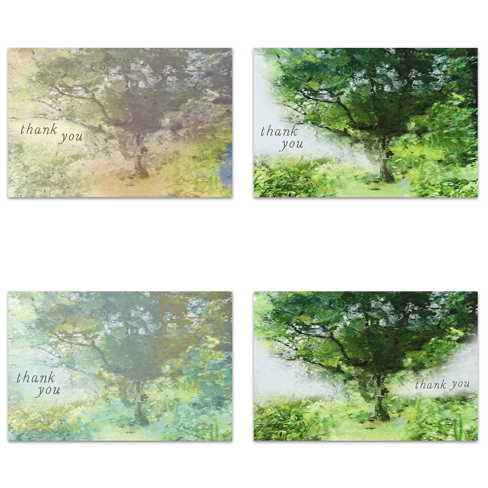 Tree-Free Greetings Sympathy Thank You Cards - Artful Designs - 16 Cards + Matching Envelopes - Made in USA - 100% Recycled Paper - 4"x6" - Sacred Trees Sympathy (TP61433)