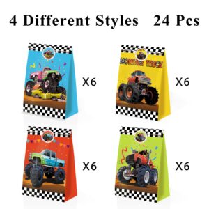 24pcs Monster Truck Goodie Bags Monster Truck Party Favors Monster Truck Treat Bags Monster Truck Birthday Party Supplies for Boys Monster Truck Party Decorations