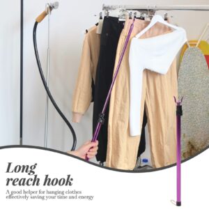 LIFKOME Long Reach Pole Hook Telescopic High Reach Garment Pole Hook Extendable Closet Rod Reaching Stick Laundry Hanging Tools