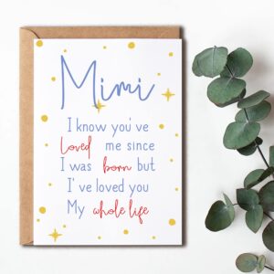 EruditeGifts Mimi I Know You've Loved Me Since - Birthday Card For Mimi - Mimi's Day Card - Cute Birthday Card For Mimi From Kids - New Mimi Birthday Cards, 5 x 7 inches