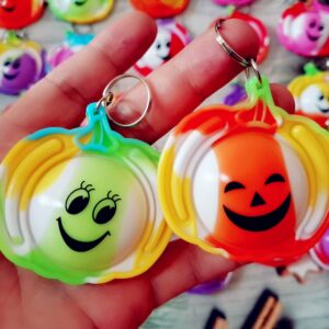 Roaqua Bulk 30 Packs Pumpkin Push Fidget Bubble Mini Pop Fidget for Teens and Kids,Small Birthday Halloween Party Favors Supplies and Classroom Student Prizes Gifts