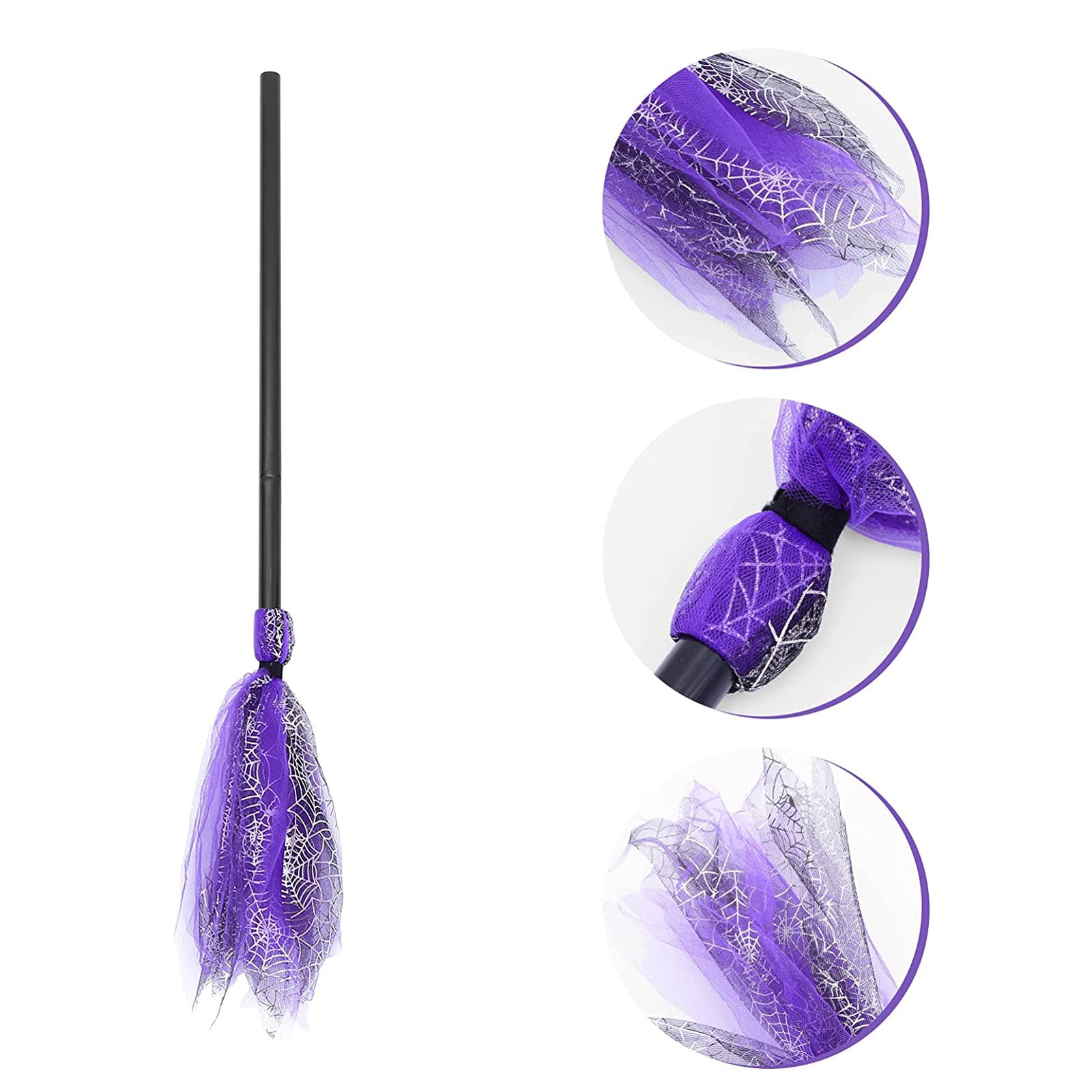 BinaryABC Halloween Witches Broom Plastic Witch Broomstick,Halloween Witch Decoration Props,Witch Costume Accessories,Halloween Supplies(Purple)