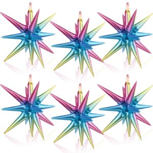 moukiween 6 pcs explosion star foil balloons- 12 point star balloons,multicolor starburst cone mylar balloons spike balloons for party supplies christmas birthday wedding baby shower photo booth