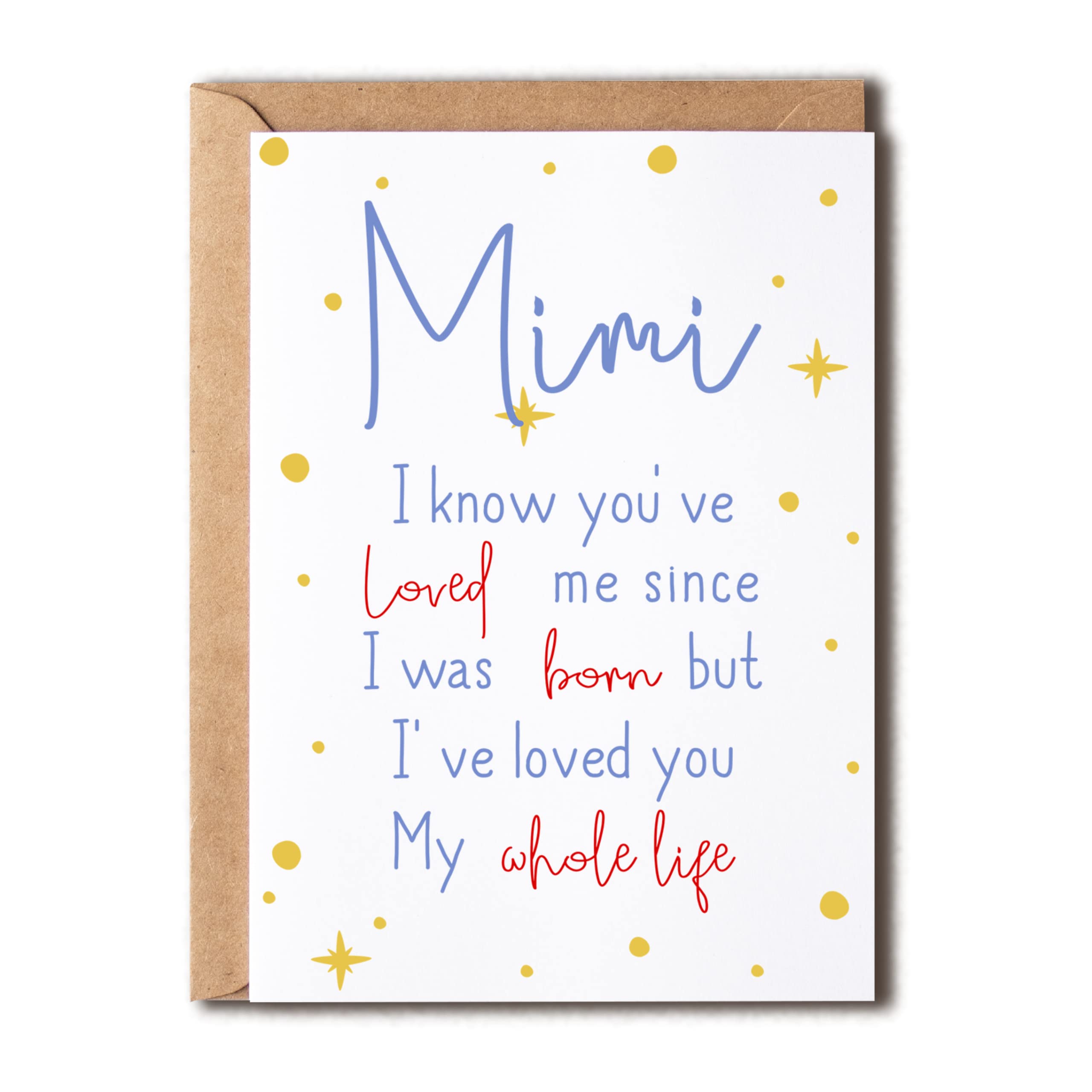 EruditeGifts Mimi I Know You've Loved Me Since - Birthday Card For Mimi - Mimi's Day Card - Cute Birthday Card For Mimi From Kids - New Mimi Birthday Cards, 5 x 7 inches