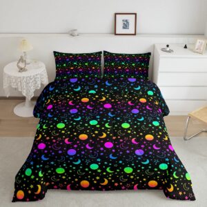 moon star print comforter set boho exotic bedding set galaxy starry sky comforter for kids boys girls astrology space duvet set cosmic celestial room decor quilt full size boys