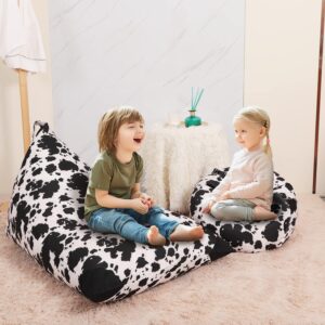 Cow Stuffed Animal Storage Bean Bag Chair, Cover Only, Plush Toys Holder and Organizer for Kids, Extra Large Beanbag Without Filling