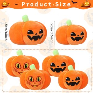 4 Pcs Halloween Pumpkin Plush Toy Pumpkin Plush Pillow Stuffed Pumpkin Plushie for Boys Girls Halloween Pumpkin with 2 Expressions Party Decor Gifts, 3.5 and 6 Inches