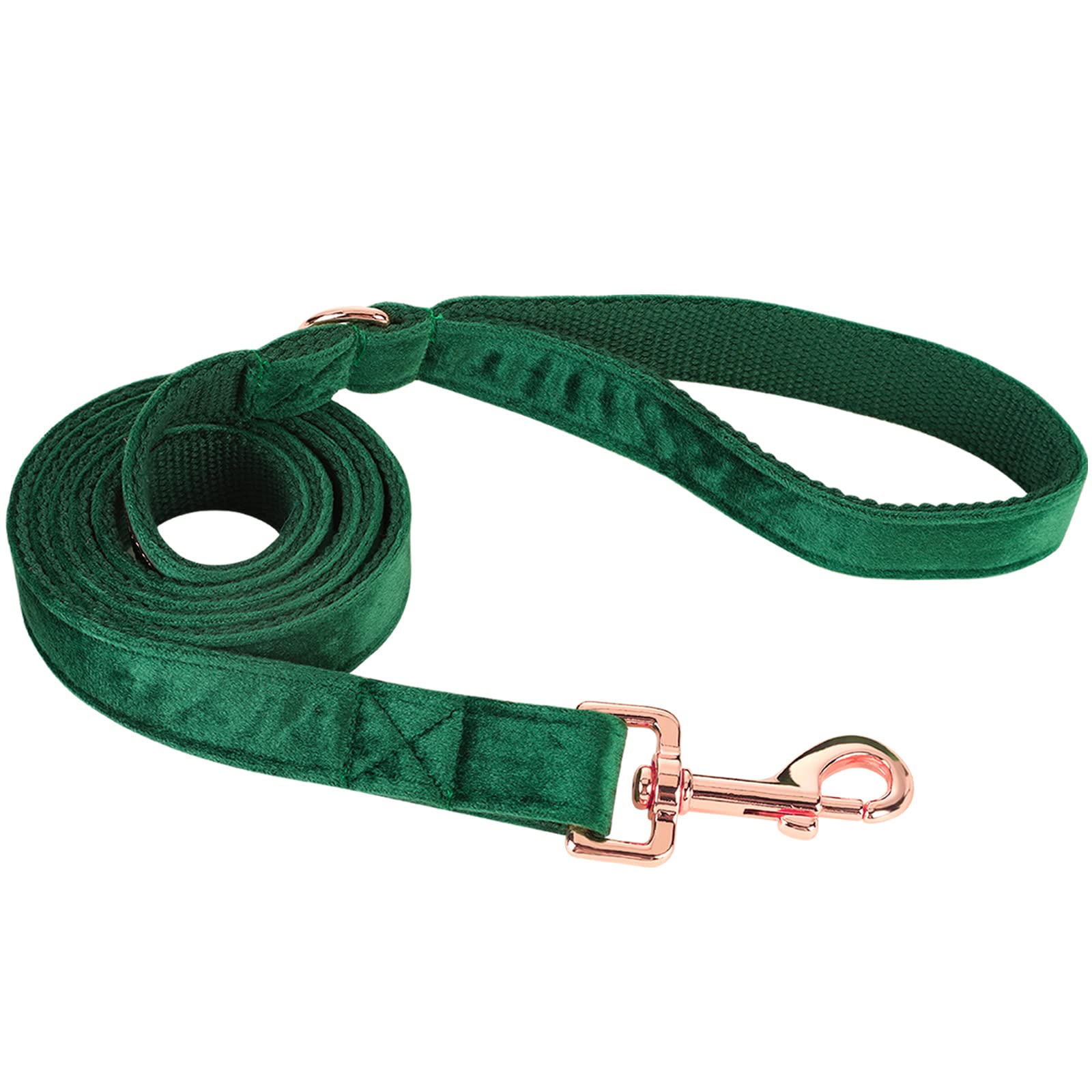 ARING PET Dog Leash, Velvet Dog Leashes Matching Dog Collars, Handmade Strong Dark Green Christmas Dog Leash for Small Medium Large Dogs