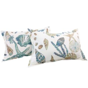 FADFAY 5Pcs Cotton Beach Themed Coastal Duvet Cover Set King/Cal King Size, 1 Duvet Cover + 4 King Size Pillowcases