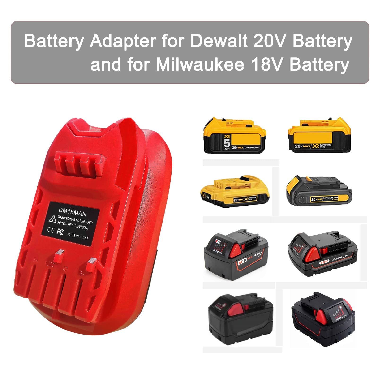 TPDL Adapter for Craftsman V20 Cordless Tools, for DeWalt 20V for Milwaukee M18 Lithium Battery Convert to for Craftsman New 20V Power Tool (Adapter Only)