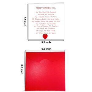 Special Mother’s Birthday Card, Birthday Card for Mom from Daughter Son, Sentimental Card for Mommy, Love You Mom