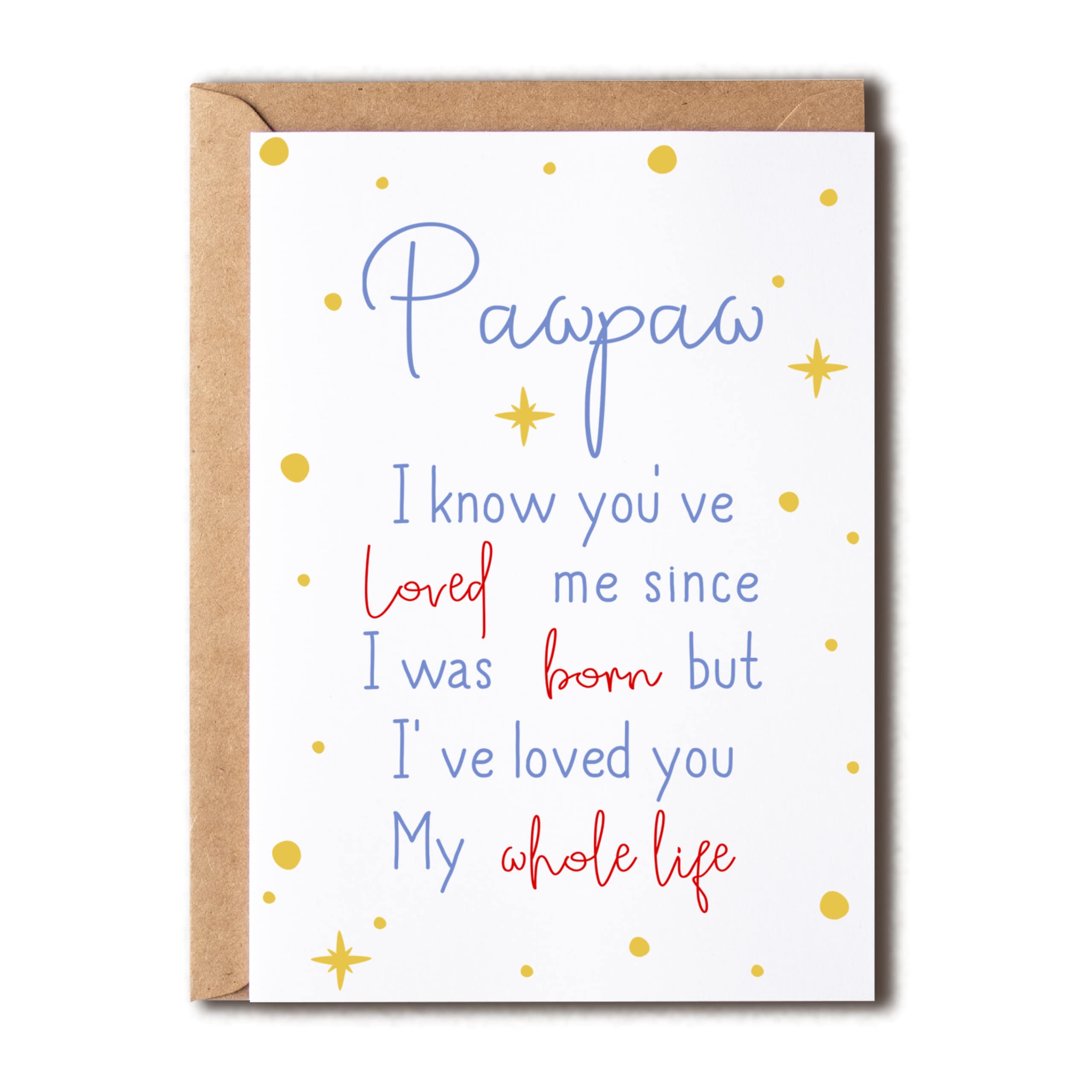 EruditeGifts Pawpaw I Know You've Loved Me Since - Birthday Card For Pawpaw - Pawpaw's Day Card - Cute Birthday Card For Pawpaw From Kids - New Pawpaw Birthday Cards, 5 x 7 inches