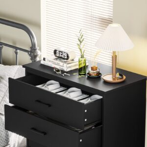 EPHEX Tall Dresser with 5 Drawers for Bedroom, Storage Tower Clothes Organizer, Black Chest of Drawers with Sturdy Pedestal, 27.6'' W x 15.8'' D x 40.2'' H