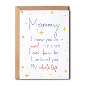 eruditegifts mommy i know you've loved me since - birthday card for mommy - mommy's day card - cute birthday card for mommy from kids - new mommy birthday cards, 5 x 7 inches