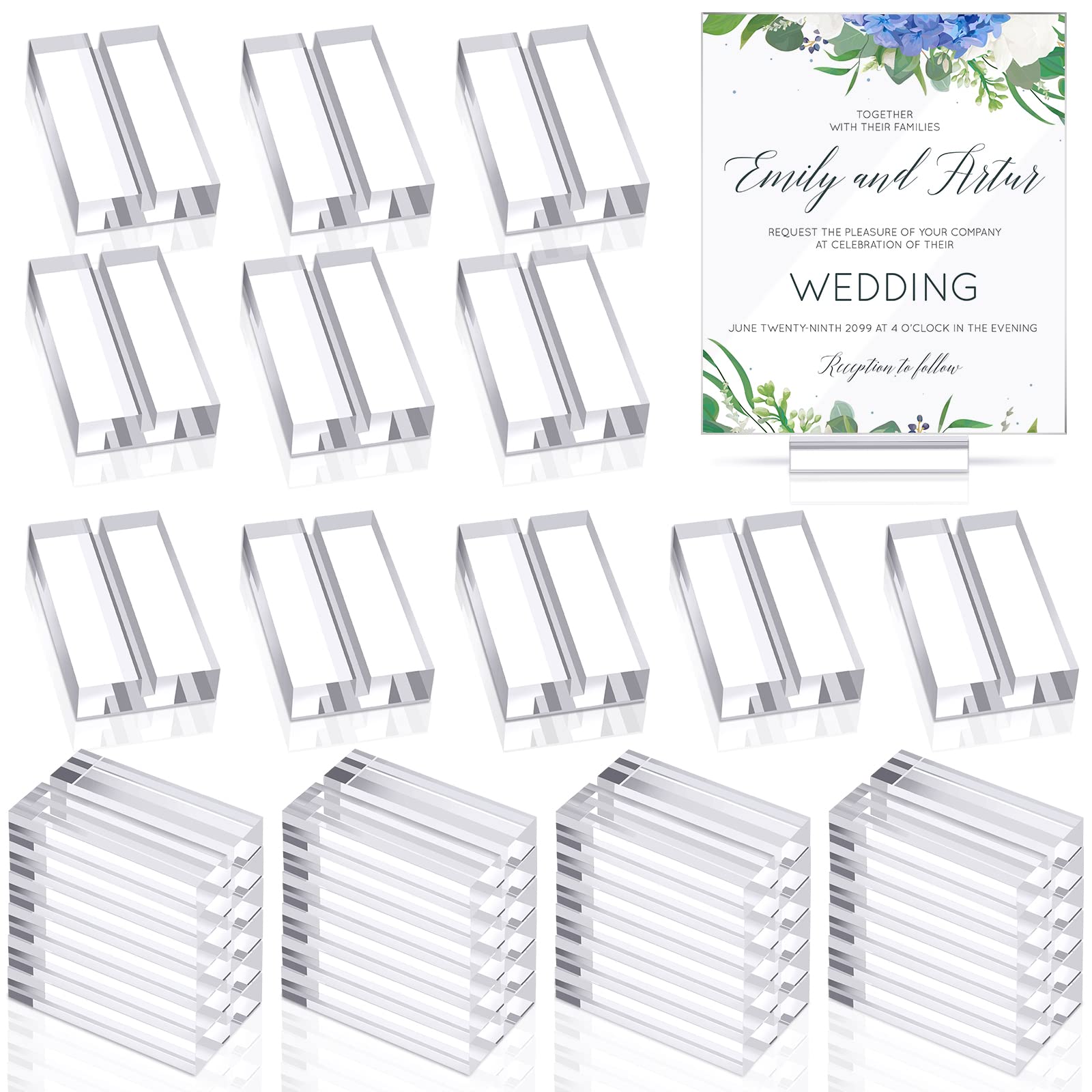 100 Pcs Acrylic Place Card Holders 2 Inch Table Number Holders Clear Place Stands Acrylic Display Stand for Wedding Dinner Home Party Events Decoration